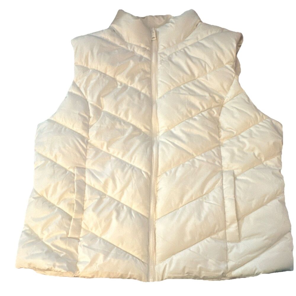Cole Haan Men’s XL White Quilted Puffer Vest Full Zip Stand Collar Lightweight